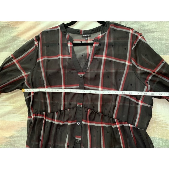 Torrid Plaid Sheer Chiffon Hi-Lo Babydoll Tunic 0X - Picture 7 of 9